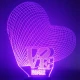 LED Φωτιστικό Χαραγμένο Plexiglass Με Σχέδιο 3D Καρδιές Με Διακόπτη ON/OFF AlphaLed
