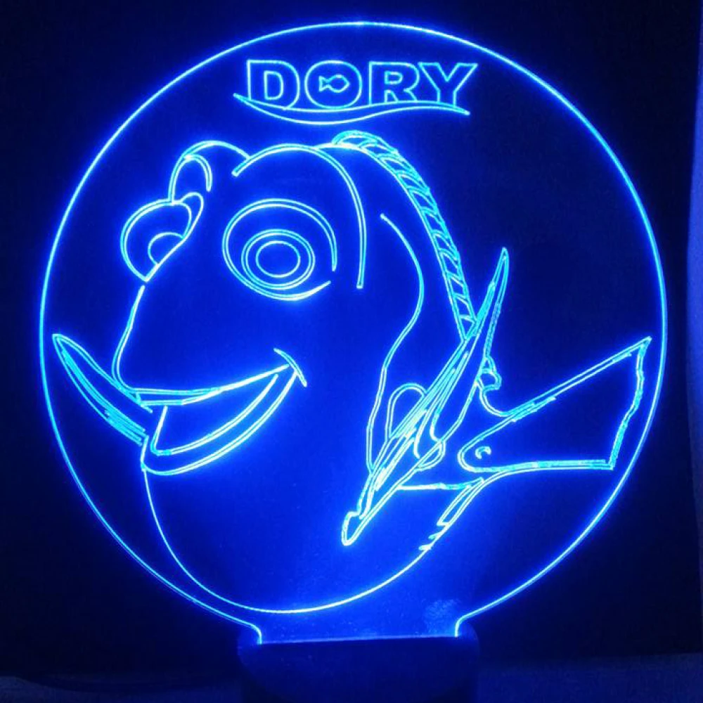 LED Φωτιστικό Χαραγμένο Plexiglass Με Σχέδιο Finding Dory Με Διακόπτη ON/OFF AlphaLed