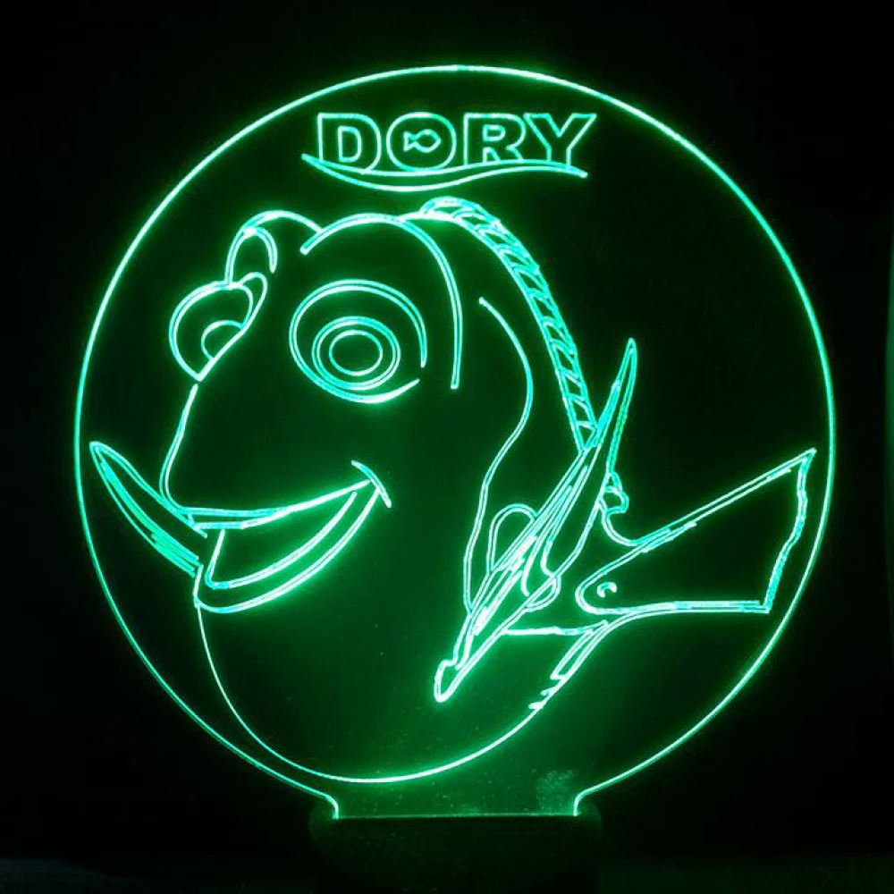 LED Φωτιστικό Χαραγμένο Plexiglass Με Σχέδιο Finding Dory Με Διακόπτη ON/OFF AlphaLed