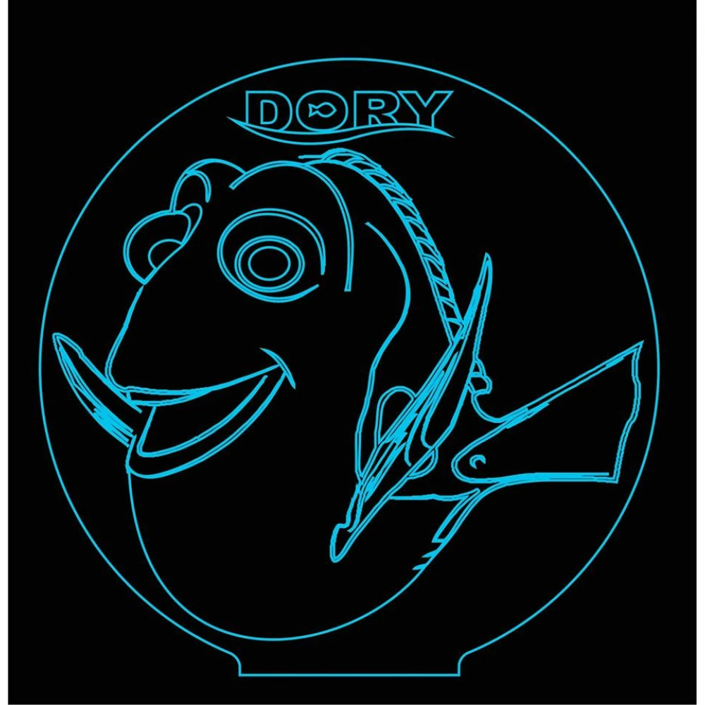 LED Φωτιστικό Χαραγμένο Plexiglass Με Σχέδιο Finding Dory Με Διακόπτη ON/OFF AlphaLed