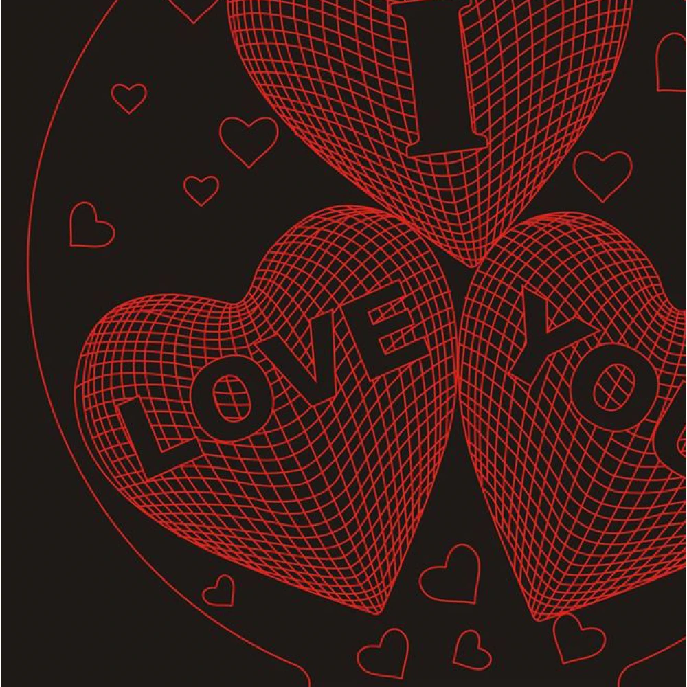 LED Φωτιστικό Χαραγμένο Plexiglass Με Σχέδιο Καρδιές I LOVE YOU Με Διακόπτη ON/OFF AlphaLed