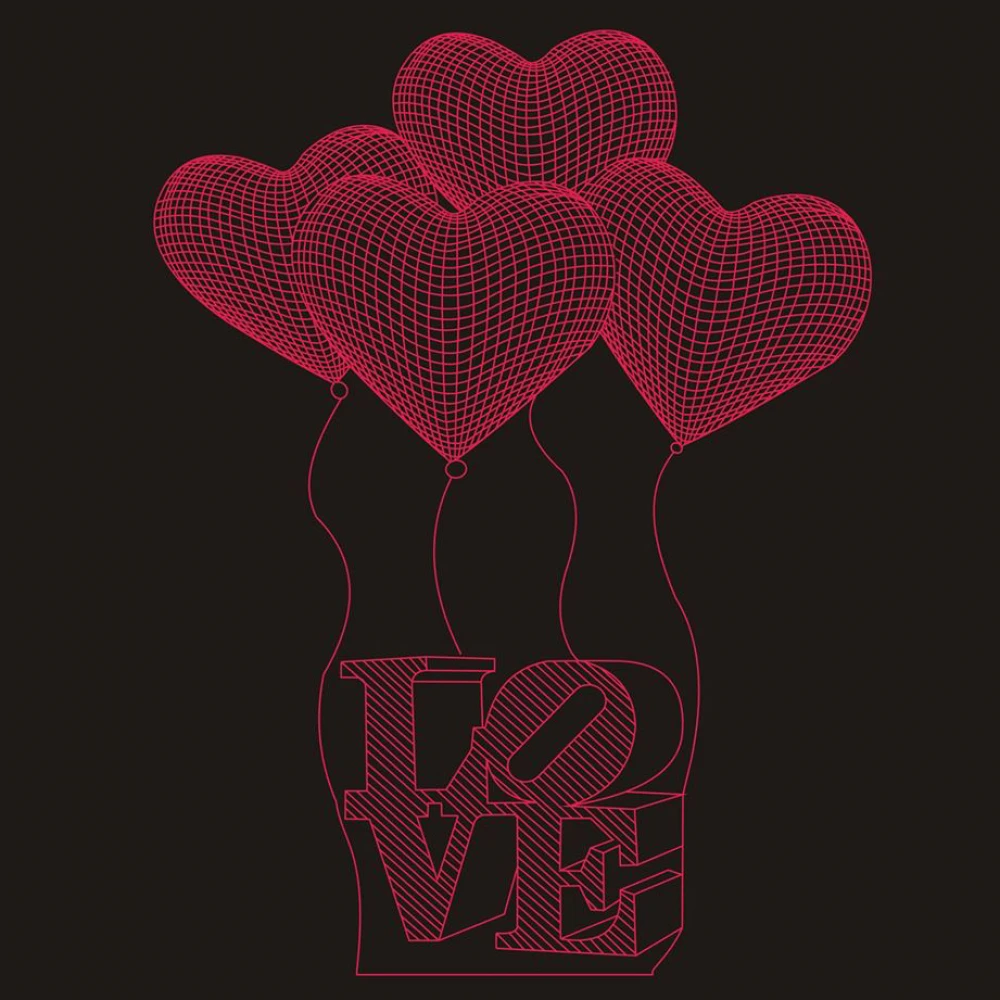 LED Φωτιστικό Χαραγμένο Plexiglass Με Σχέδιο Καρδιές Με Διακόπτη ON/OFF AlphaLed