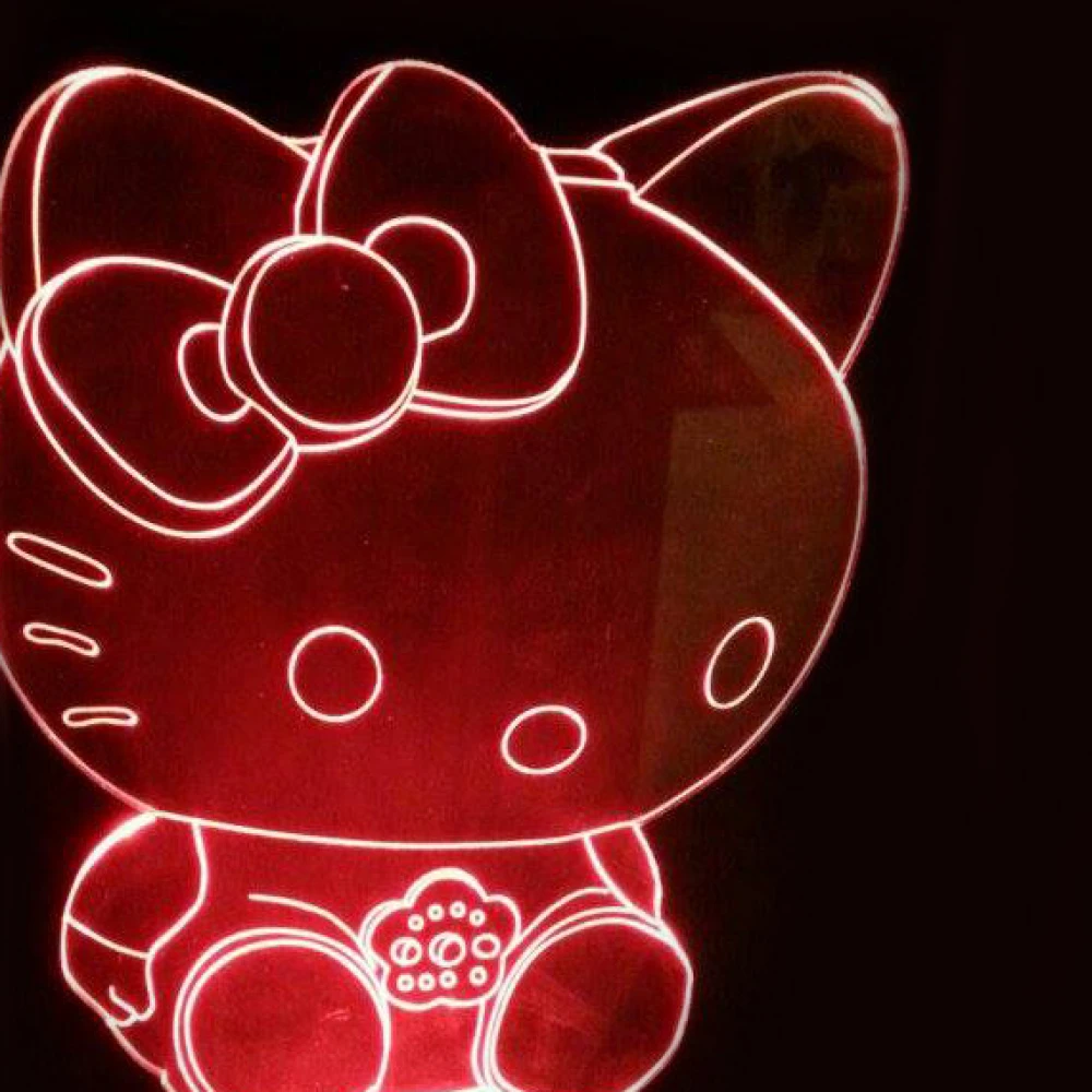 LED Φωτιστικό Χαραγμένο Plexiglass Με Σχέδιο Hello Kitty Με Διακόπτη ON/OFF AlphaLed
