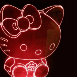 LED Φωτιστικό Χαραγμένο Plexiglass Με Σχέδιο Hello Kitty Με Διακόπτη ON/OFF AlphaLed