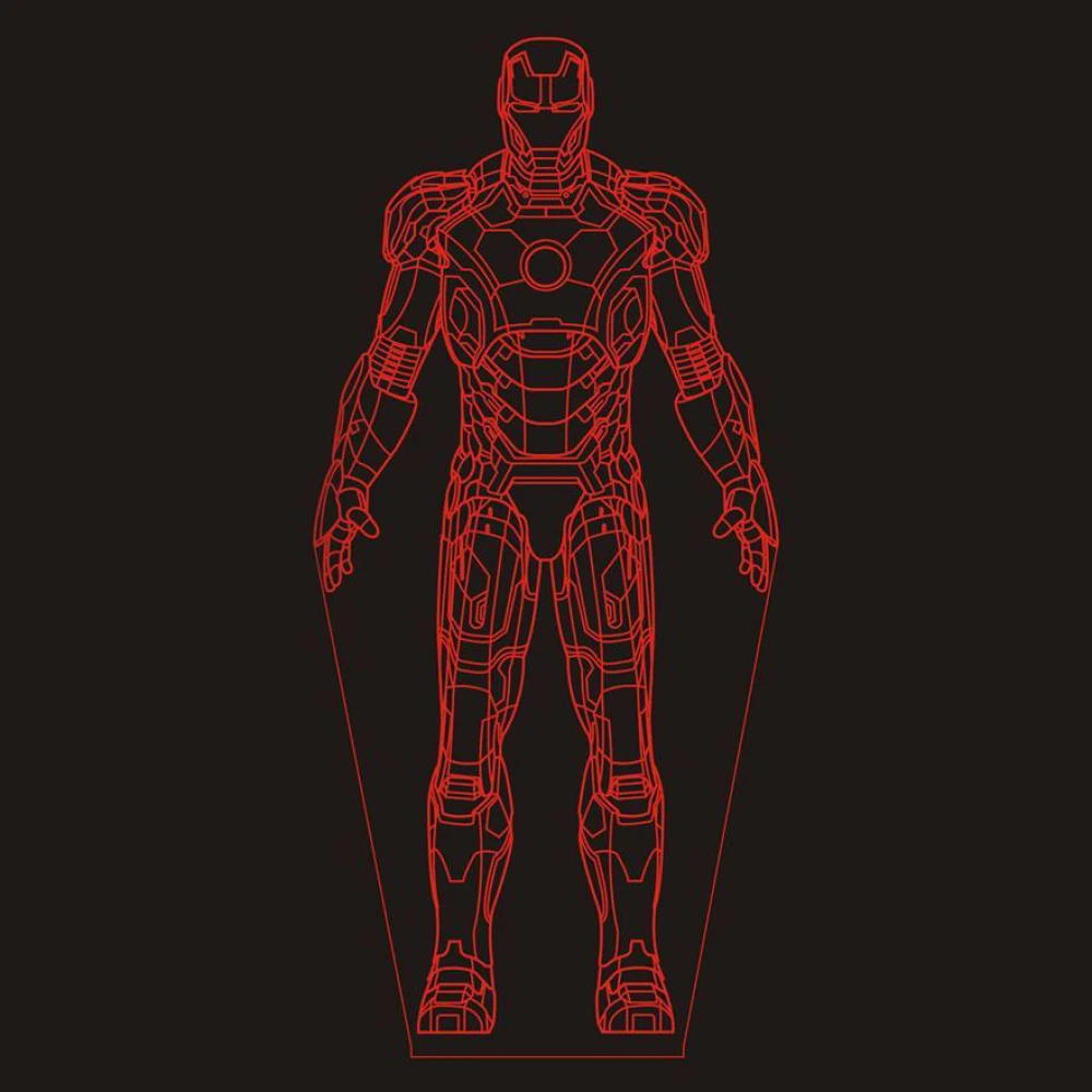 LED Φωτιστικό Χαραγμένο Plexiglass Με Σχέδιο Superheroes Ironman Με Διακόπτη ON/OFF AlphaLed