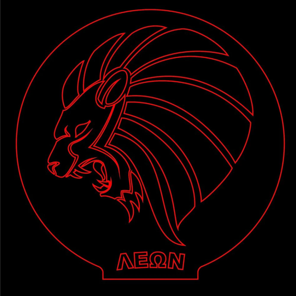 LED Φωτιστικό Χαραγμένο Plexiglass Με Σχέδιο Ζώδιο Λέων Με Διακόπτη ON/OFF AlphaLed