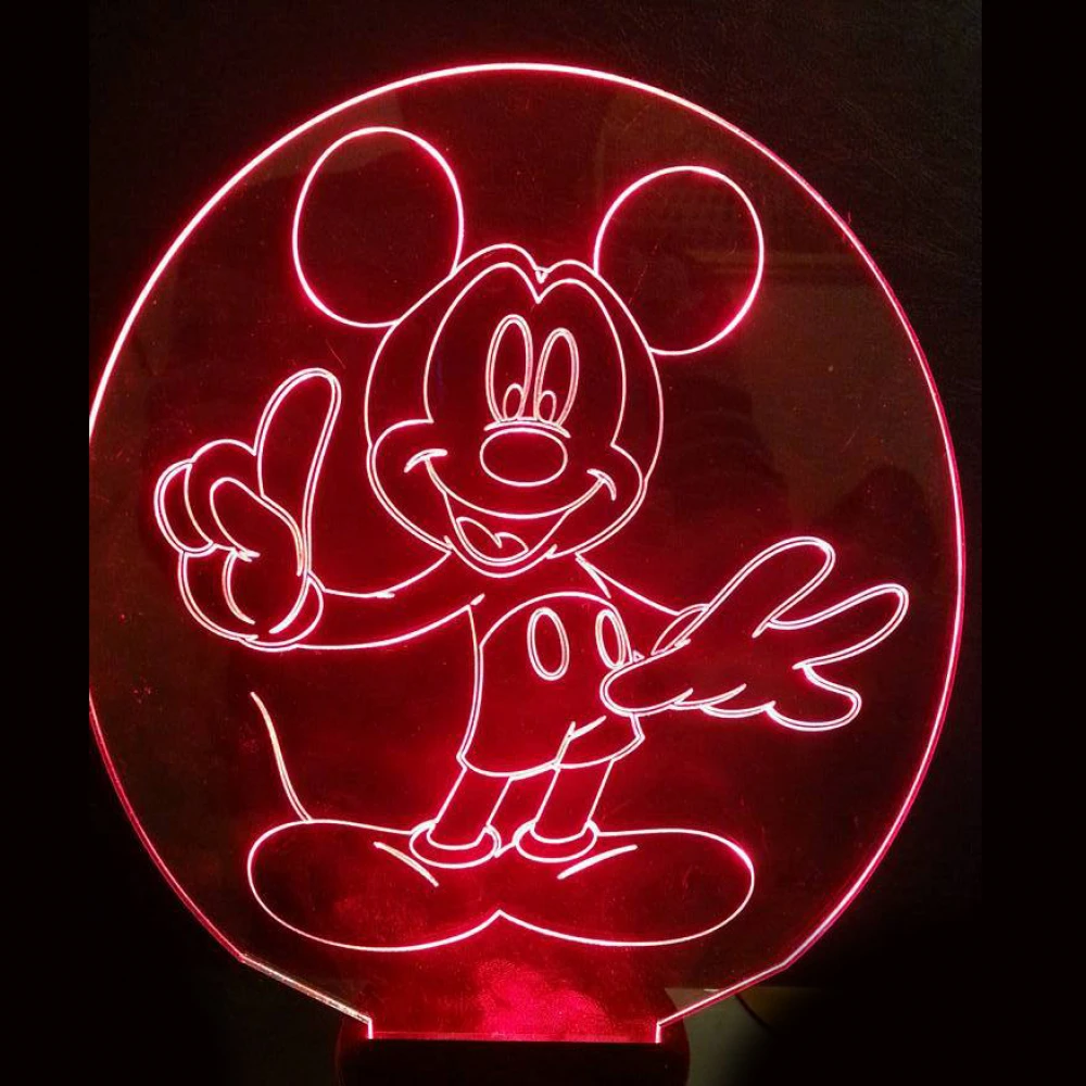 LED Φωτιστικό Χαραγμένο Plexiglass Με Σχέδιο Mickey Mouse Με Διακόπτη ON/OFF AlphaLed
