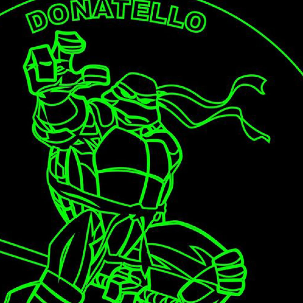 LED Φωτιστικό Χαραγμένο Plexiglass Με Σχέδιο Ninja Turtles Donatello Με Διακόπτη ON/OFF AlphaLed