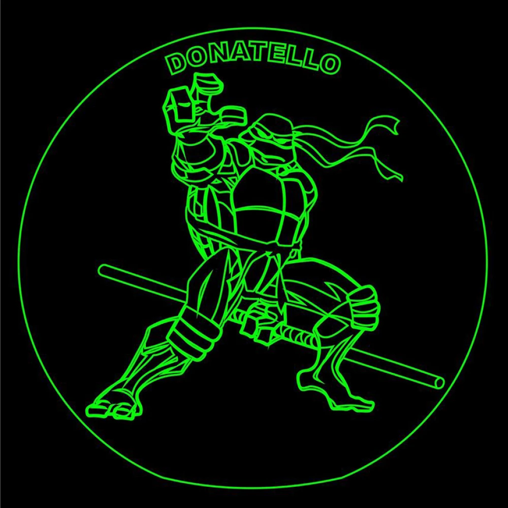 LED Φωτιστικό Χαραγμένο Plexiglass Με Σχέδιο Ninja Turtles Donatello Με Διακόπτη ON/OFF AlphaLed