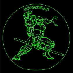 LED Φωτιστικό Χαραγμένο Plexiglass Με Σχέδιο Ninja Turtles Donatello Με Διακόπτη ON/OFF AlphaLed