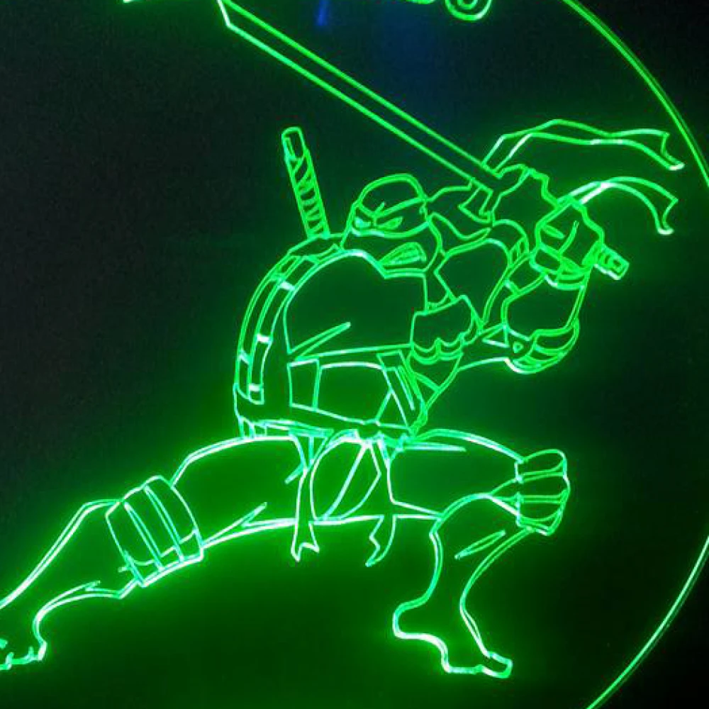 LED Φωτιστικό Χαραγμένο Plexiglass Με Σχέδιο Ninja Turtles Leonardo Με Διακόπτη ON/OFF AlphaLed