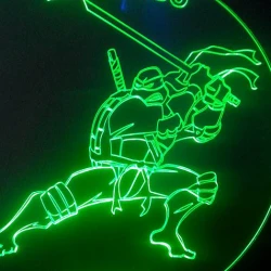 LED Φωτιστικό Χαραγμένο Plexiglass Με Σχέδιο Ninja Turtles Leonardo Με Διακόπτη ON/OFF AlphaLed