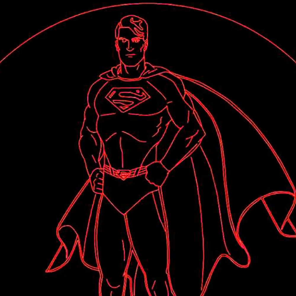 LED Φωτιστικό Χαραγμένο Plexiglass Με Σχέδιο Superheroes Superman Με Διακόπτη ON/OFF AlphaLed