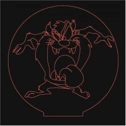 LED Φωτιστικό Χαραγμένο Plexiglass Με Σχέδιο Looney Tunes Taz Με Διακόπτη ON/OFF AlphaLed