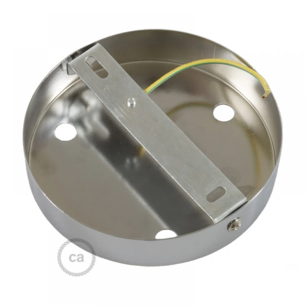 Ροζέτα Πλακέ Μεταλλική Με 3 Τρύπες Και 3 Στηρίγματα Καλωδίου 120mm - Χρώμιο