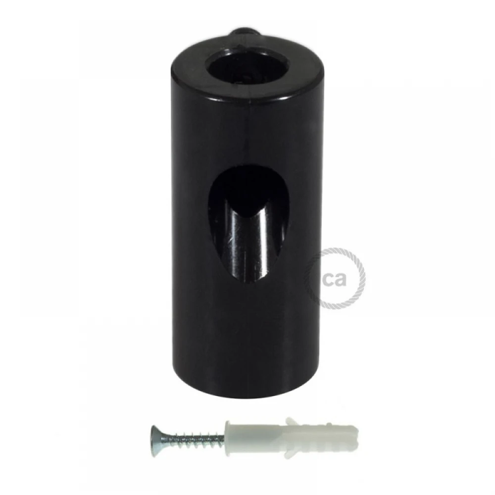 Στήριγμα Καλωδίου Μαύρο Με Γάντζο Και Στοπ Για Υφασμάτινο Καλώδιο