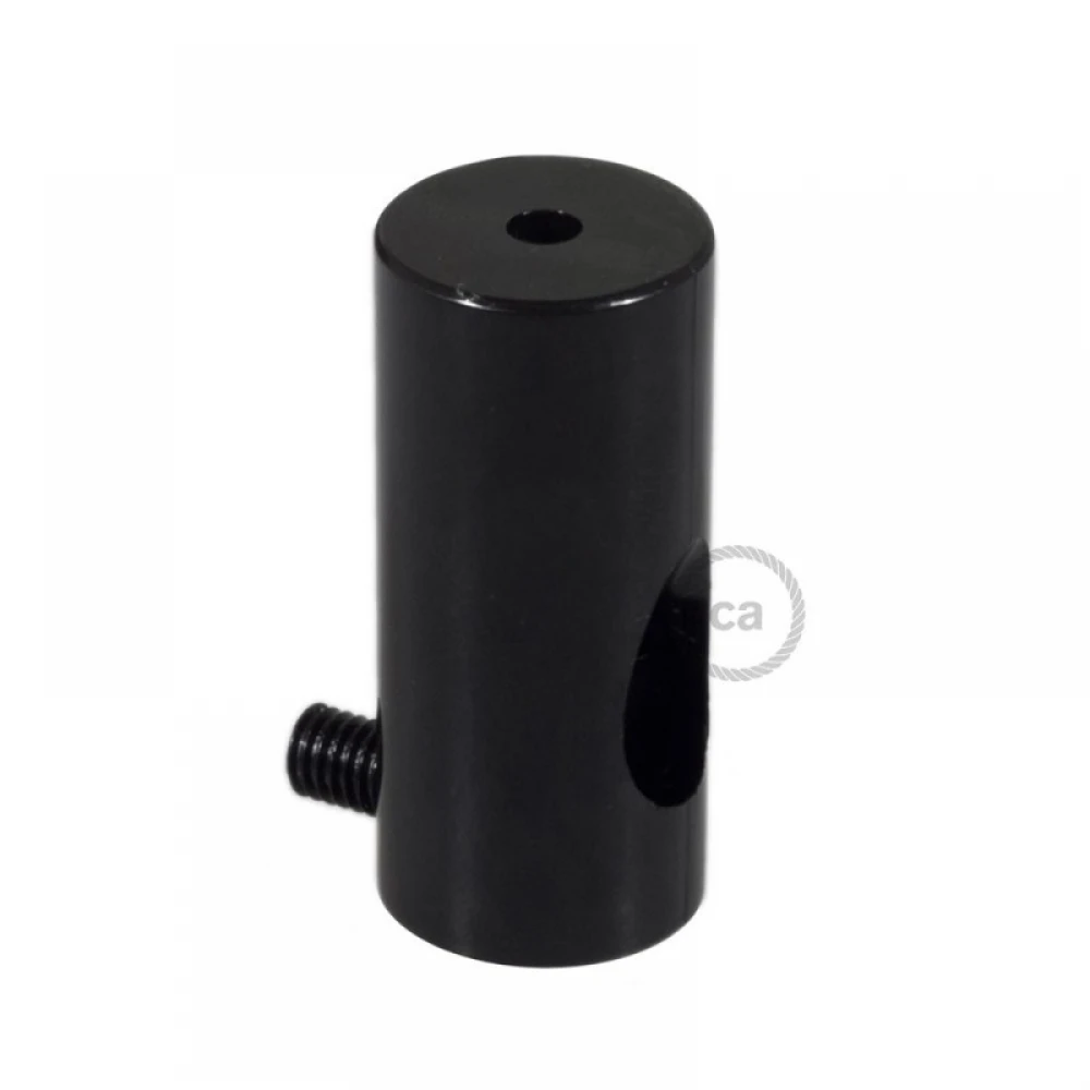 Στήριγμα Καλωδίου Μαύρο Με Γάντζο Και Στοπ Για Υφασμάτινο Καλώδιο