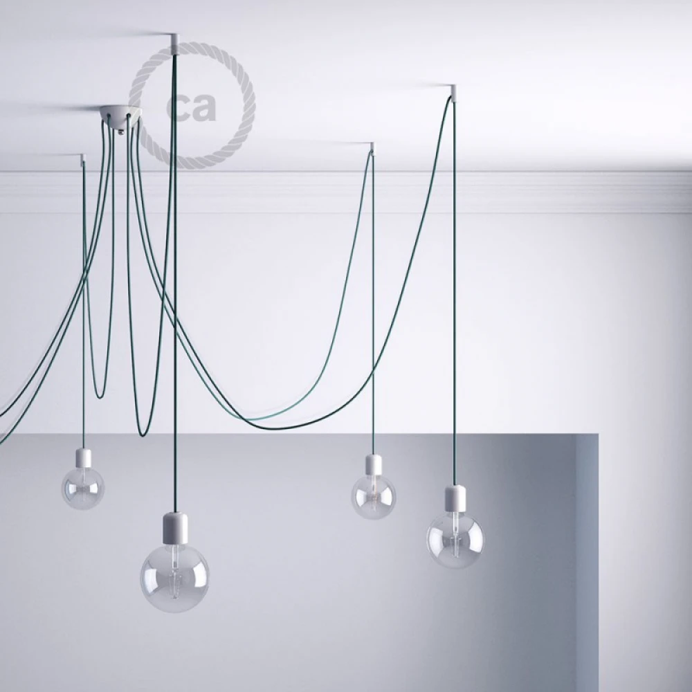 Στήριγμα Καλωδίου Λευκό Με Γάντζο Και Στοπ Για Υφασμάτινο Καλώδιο