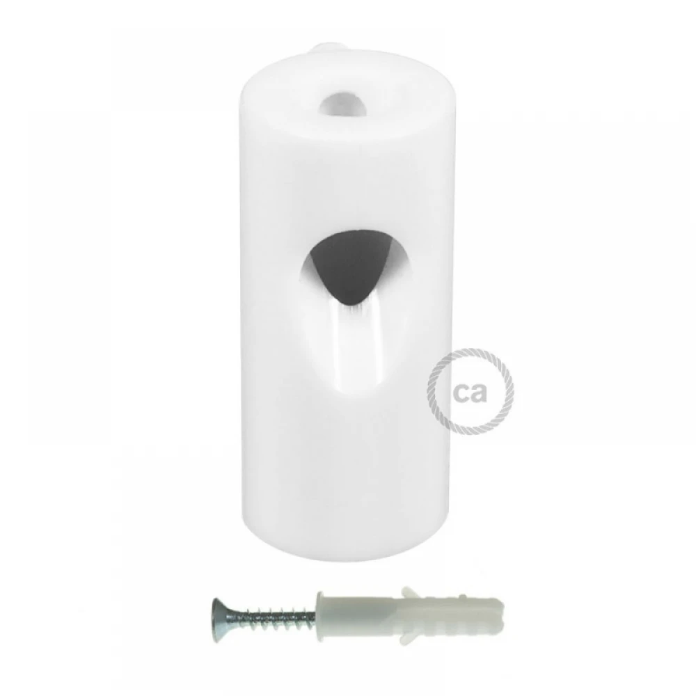 Στήριγμα Καλωδίου Λευκό Με Γάντζο Και Στοπ Για Υφασμάτινο Καλώδιο