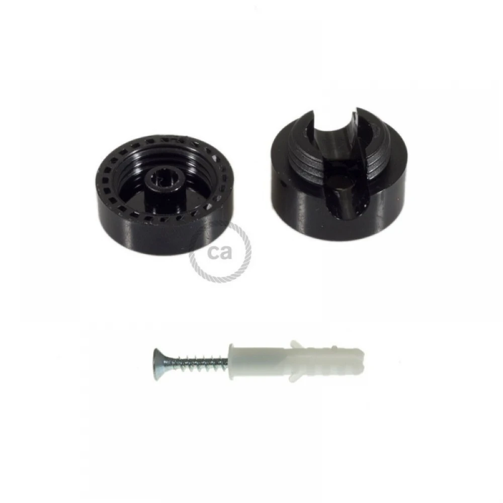 Σετ 2 τεμαχίων Universal Στήριγμα Τοίχου Στρογγυλό για Υφασμάτινο καλώδιο, Μαύρο