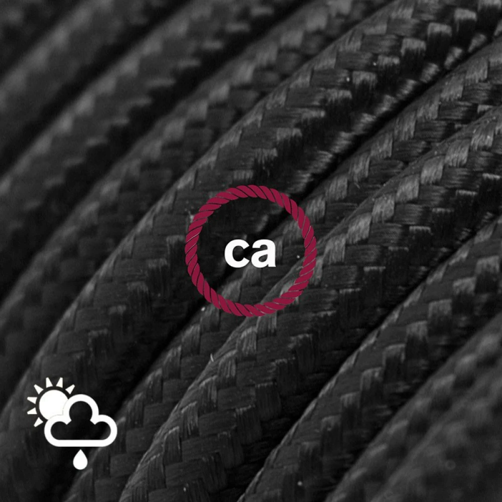 Στρογγυλό Υφασμάτινο Καλώδιο Εξωτερικής Χρήσης SM04 - Μαύρο Creative-Cables