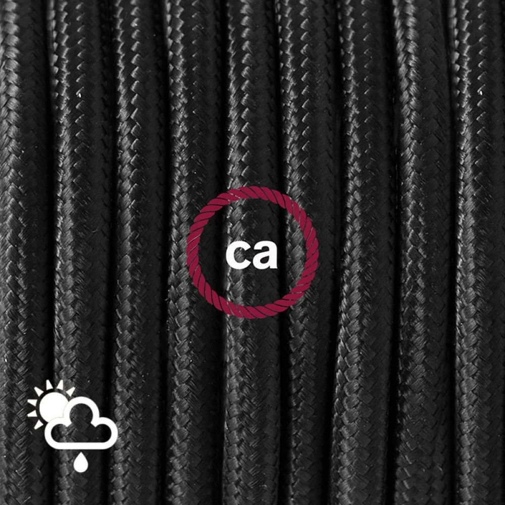 Στρογγυλό Υφασμάτινο Καλώδιο Εξωτερικής Χρήσης SM04 - Μαύρο Creative-Cables