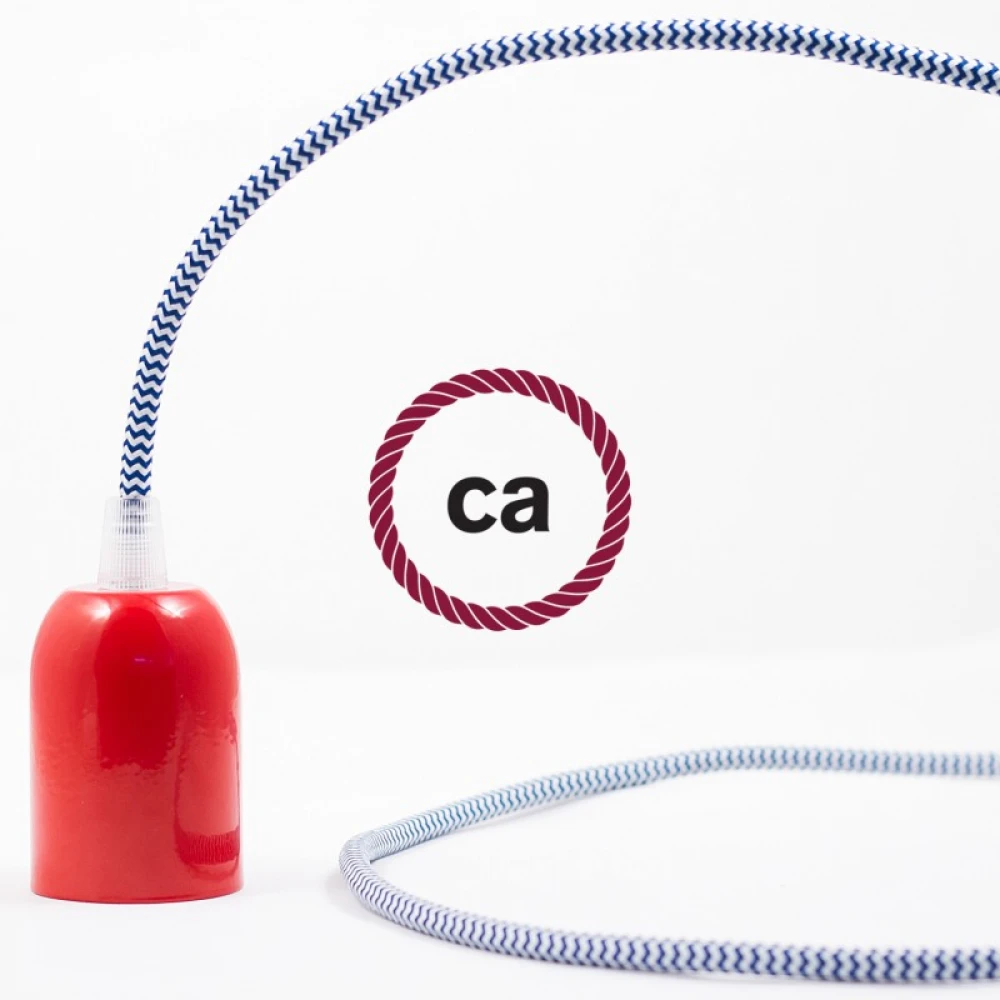 Υφασμάτινο Καλώδιο Άσπρο - Μπλε