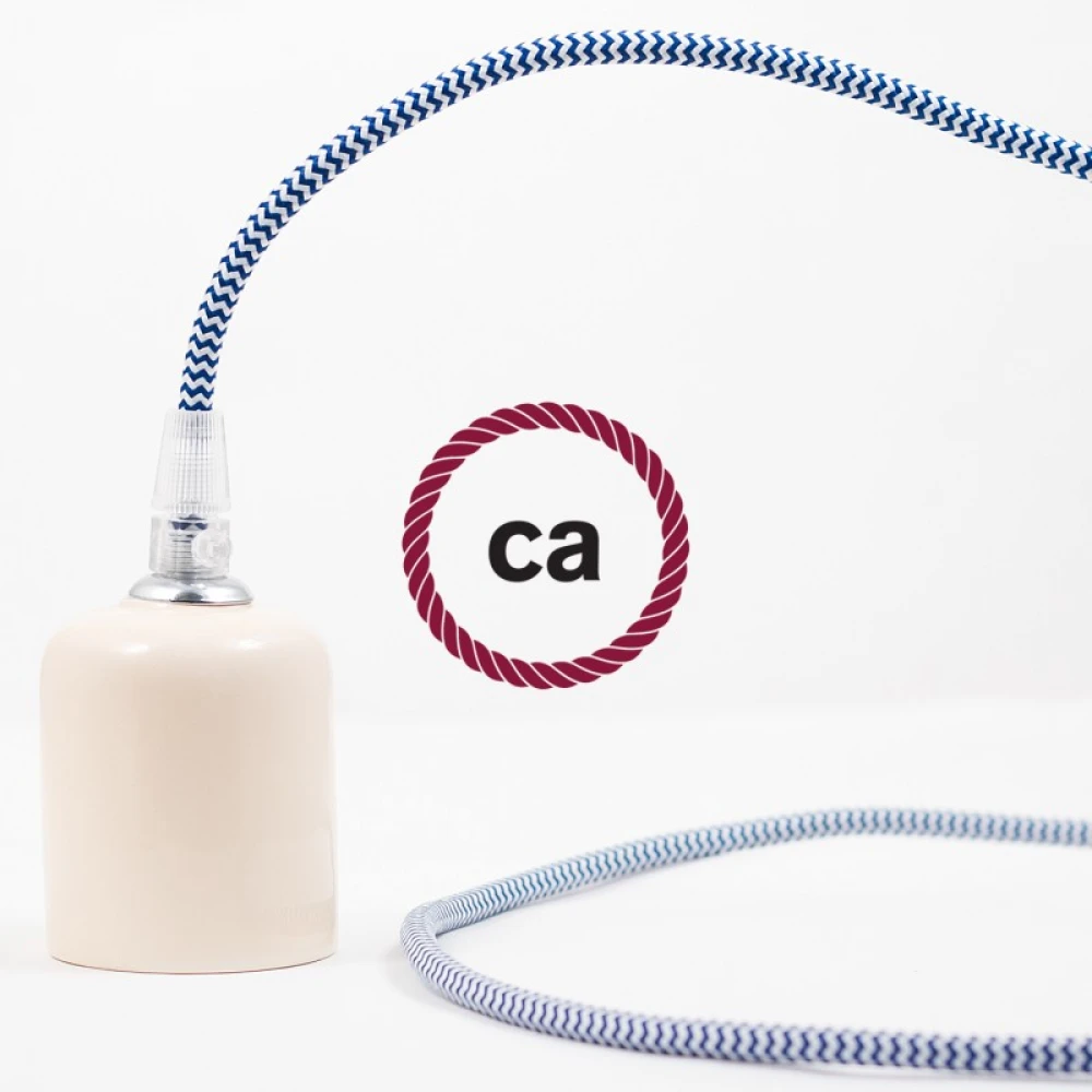 Υφασμάτινο Καλώδιο Άσπρο - Μπλε