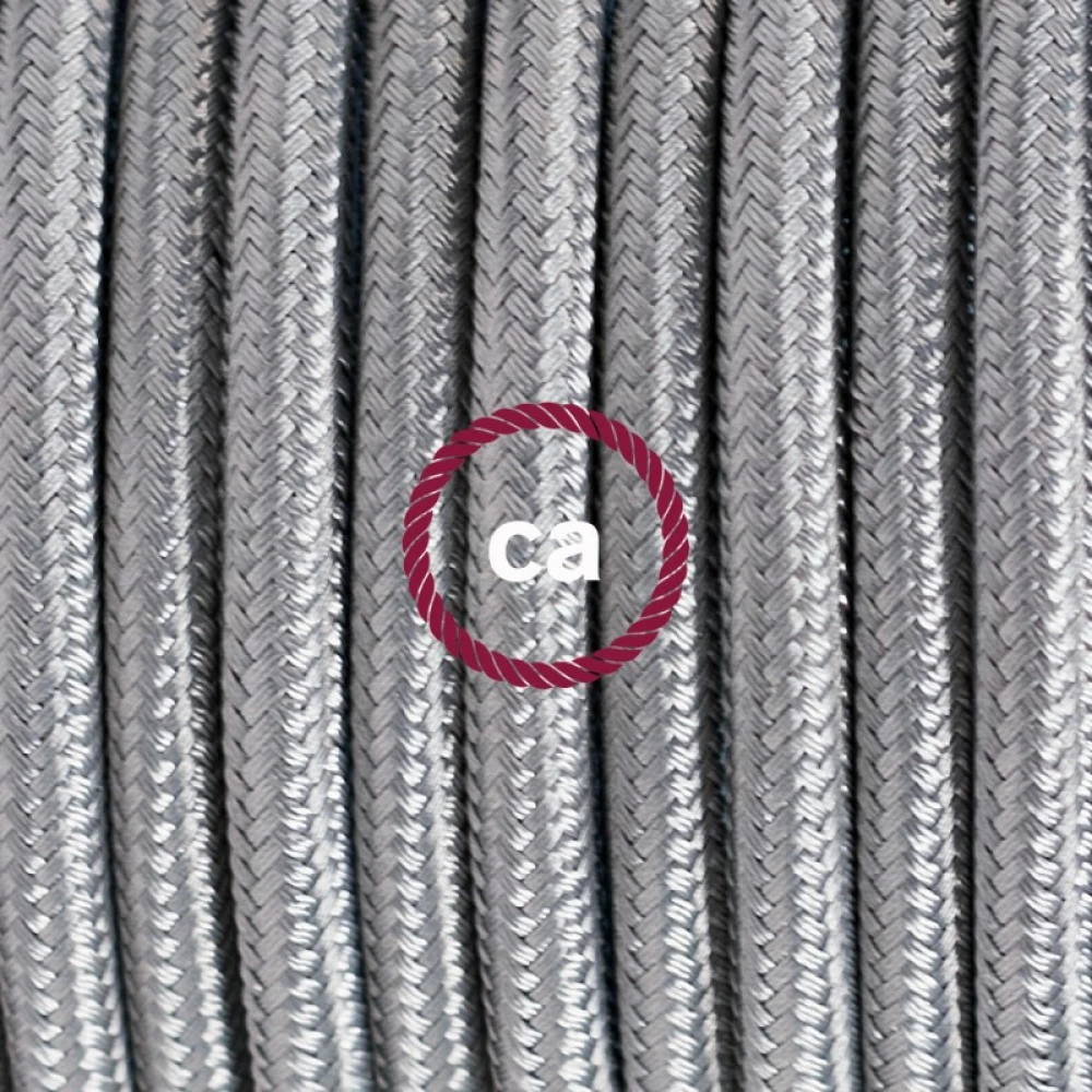 Υφασμάτινο Καλώδιο Ασημί Στρόγγυλο