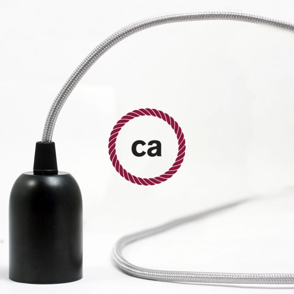 Υφασμάτινο Καλώδιο Ασημί Στρόγγυλο