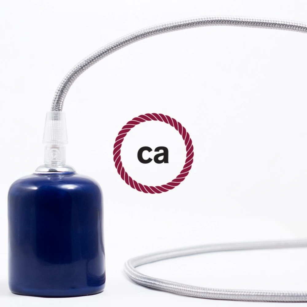 Υφασμάτινο Καλώδιο Ασημί Στρόγγυλο