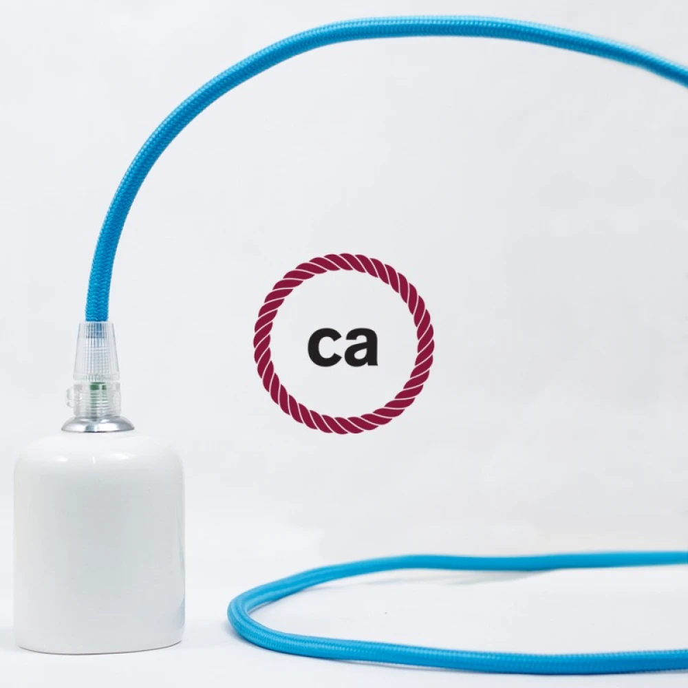 Υφασμάτινο Καλώδιο Γαλάζιο Στρόγγυλο