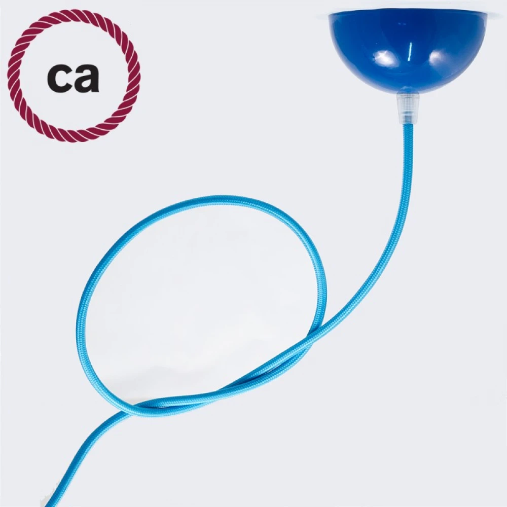 Υφασμάτινο Καλώδιο Γαλάζιο Στρόγγυλο