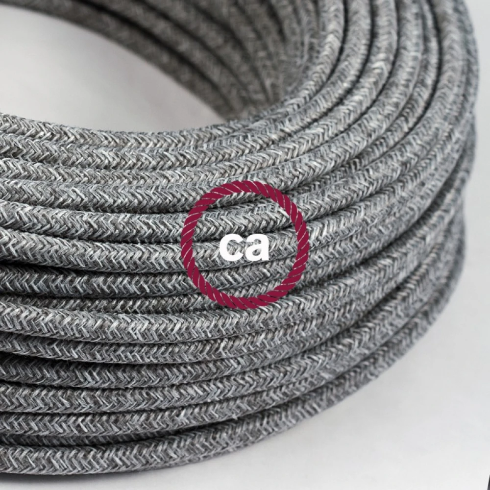 Υφασμάτινο Καλώδιο Στρογγυλό Γκρι Μάλλινο RN02