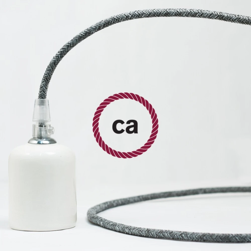 Υφασμάτινο Καλώδιο Στρογγυλό Γκρι Μάλλινο RN02