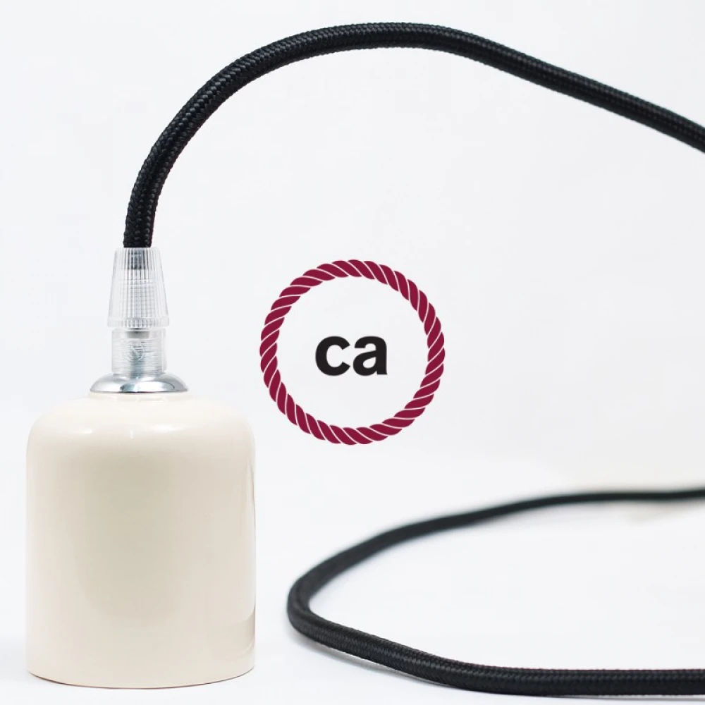 Υφασμάτινο Καλώδιο Μαύρο Στρόγγυλο RM04 Creative Cables