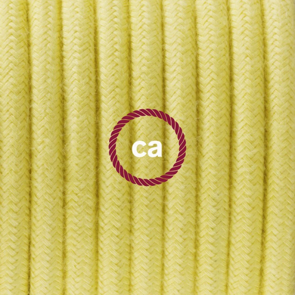 Στρόγγυλο Υφασμάτινο Καλώδιο Καλυμμένο από Παστέλ Κίτρινο Βαμβάκι Creative Cables