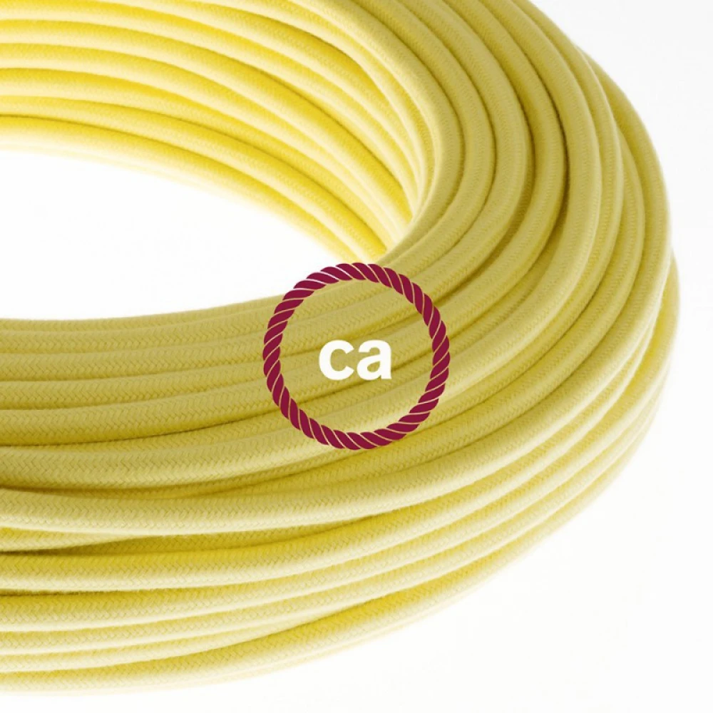 Στρόγγυλο Υφασμάτινο Καλώδιο Καλυμμένο από Παστέλ Κίτρινο Βαμβάκι Creative Cables