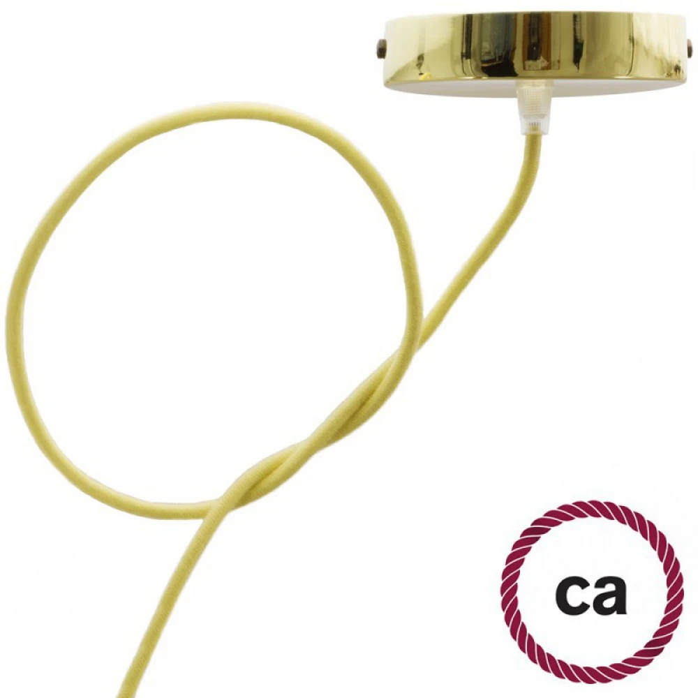 Στρόγγυλο Υφασμάτινο Καλώδιο Καλυμμένο από Παστέλ Κίτρινο Βαμβάκι Creative Cables