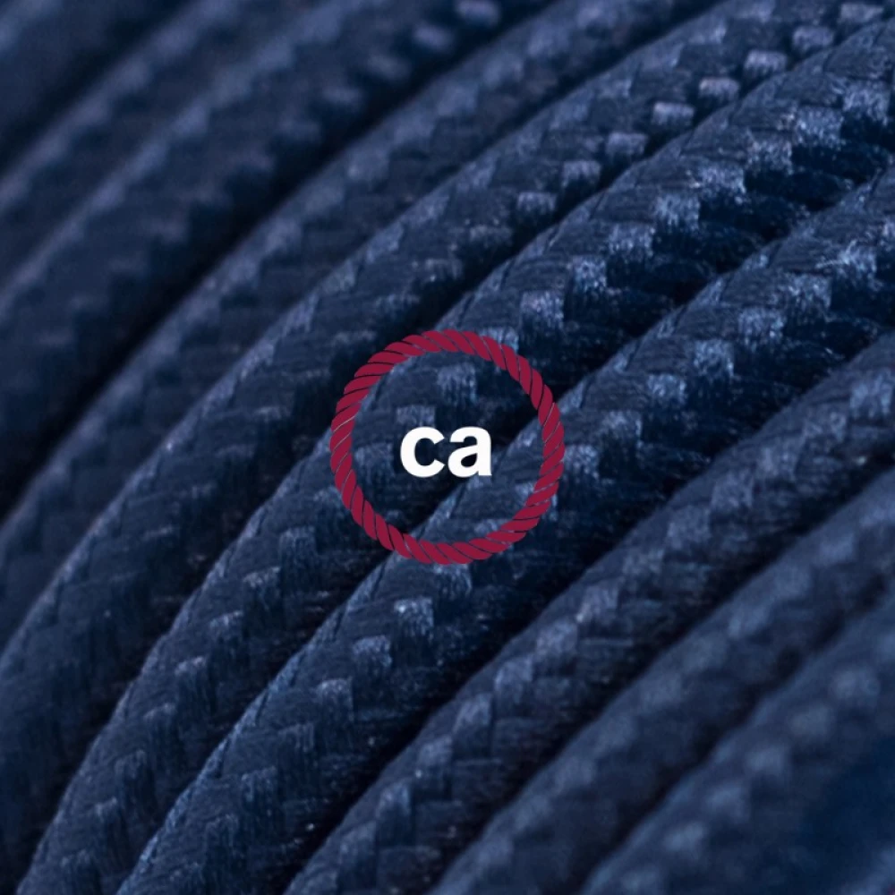 Υφασμάτινο Καλώδιο Πολύ Σκούρο Μπλε Στρόγγυλο