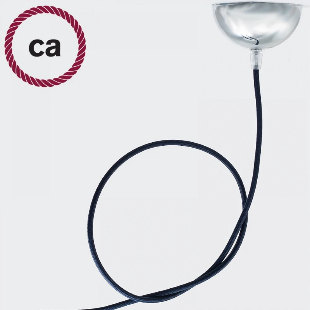 Υφασμάτινο Καλώδιο Πολύ Σκούρο Μπλε Στρόγγυλο