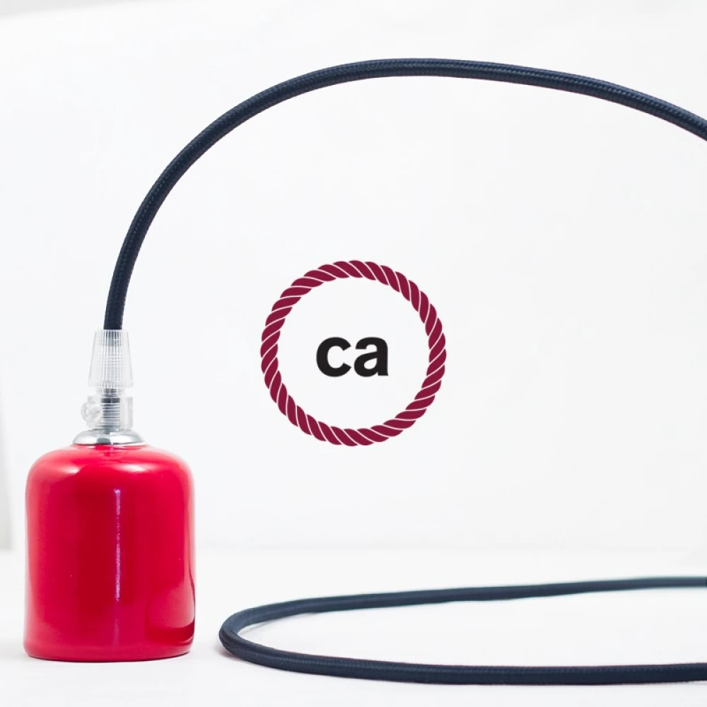 Υφασμάτινο Καλώδιο Πολύ Σκούρο Μπλε Στρόγγυλο