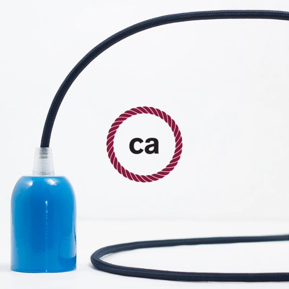 Υφασμάτινο Καλώδιο Πολύ Σκούρο Μπλε Στρόγγυλο