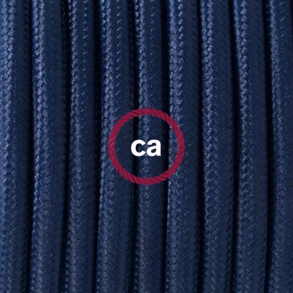 Υφασμάτινο Καλώδιο Πολύ Σκούρο Μπλε Στρόγγυλο