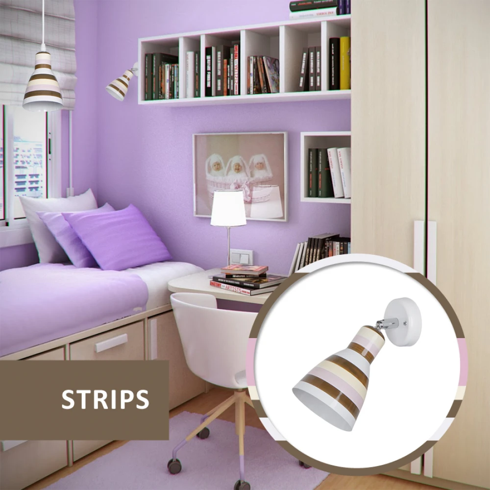 Μεταλλικό Μονόφωτο Επιτοίχιο Φωτιστικό Σε Λευκό Με Χρωματιστές Ρίγες 1XE27 D110 STRIPS Elmark