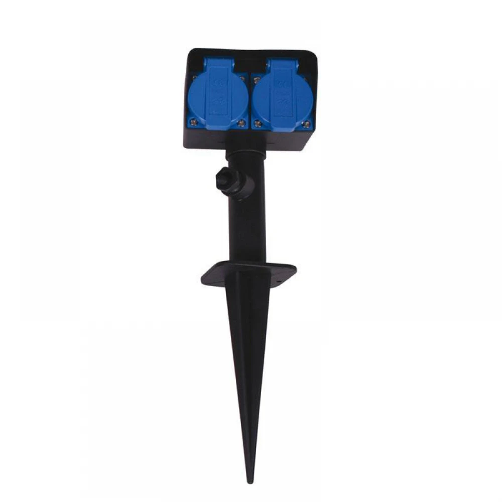 Διπλή Πρίζα Σούκο Καρφωτή Σε Μαύρο 1xE27 230V IP44 Eurolamp