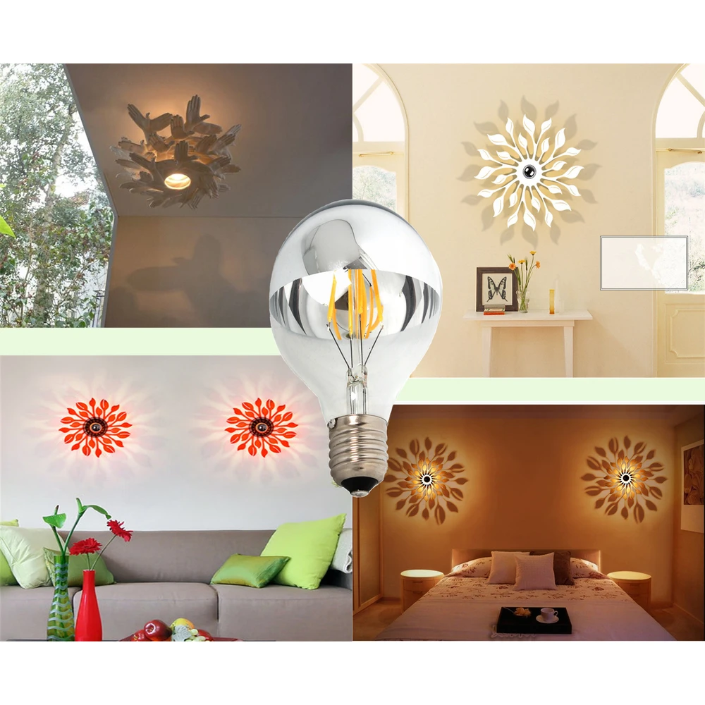 Λαμπτήρας LED Filament A60 E27 6W Ανεστραμμένου Καθρέπτου 240V Dimmable ΘΕΡΜΟ ΛΕΥΚΟ 2700K - EUROLAMP