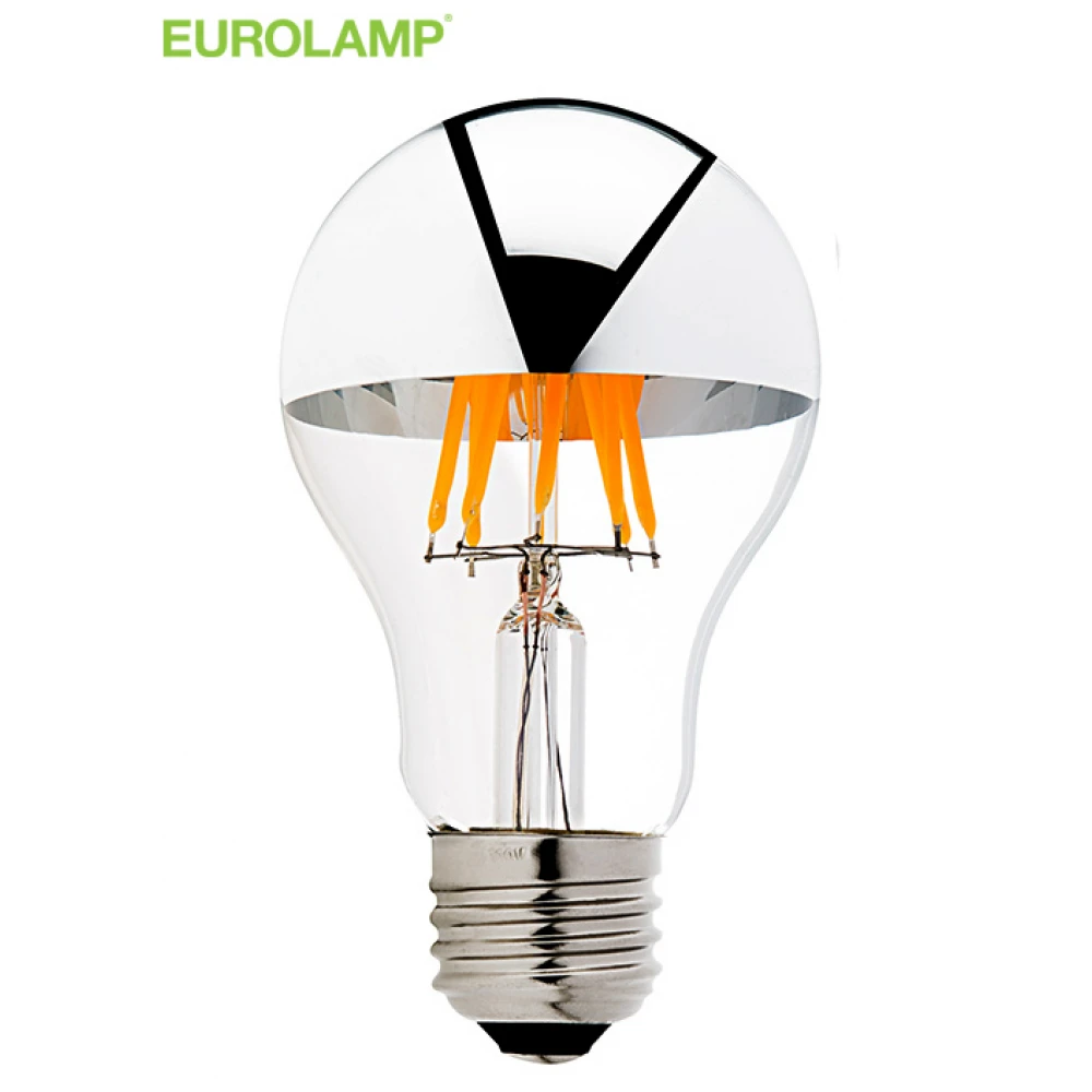 Λαμπτήρας LED Filament A60 E27 6W Ανεστραμμένου Καθρέπτου 240V Dimmable ΘΕΡΜΟ ΛΕΥΚΟ 2700K - EUROLAMP