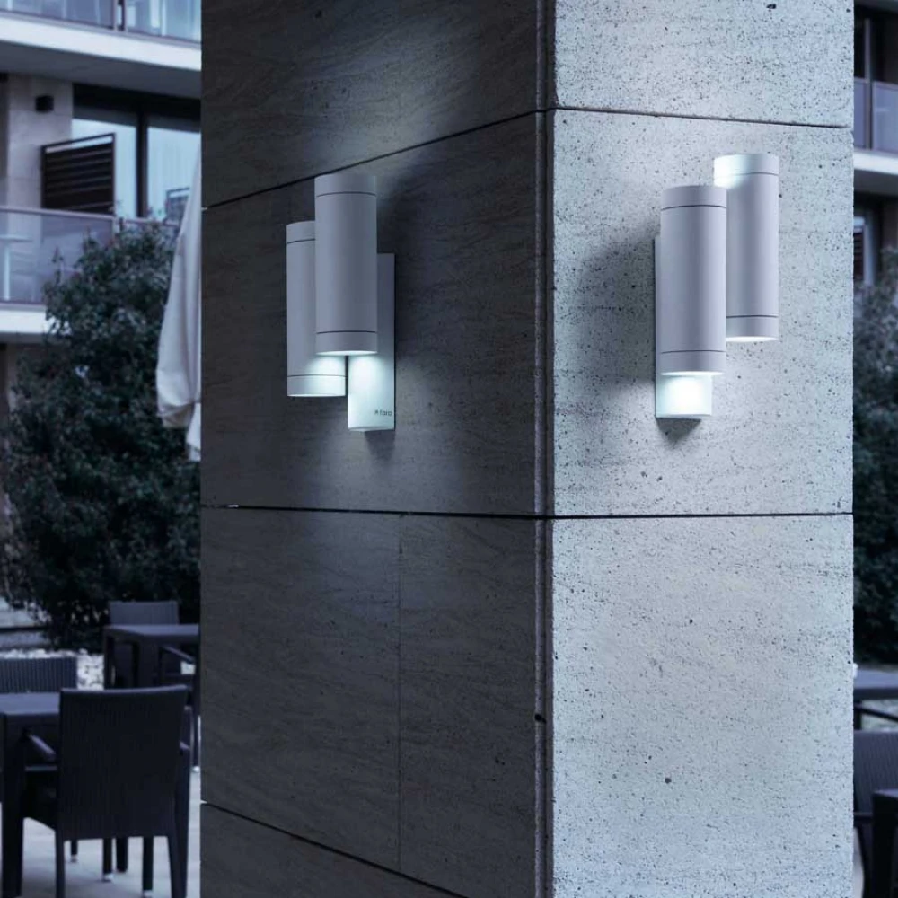 Μεταλλική Απλίκα Διπλού Φωτισμού Από Αλουμίνιο Σε Ανθρακί Χρώμα IP44 4XGU10 STEPS FARO