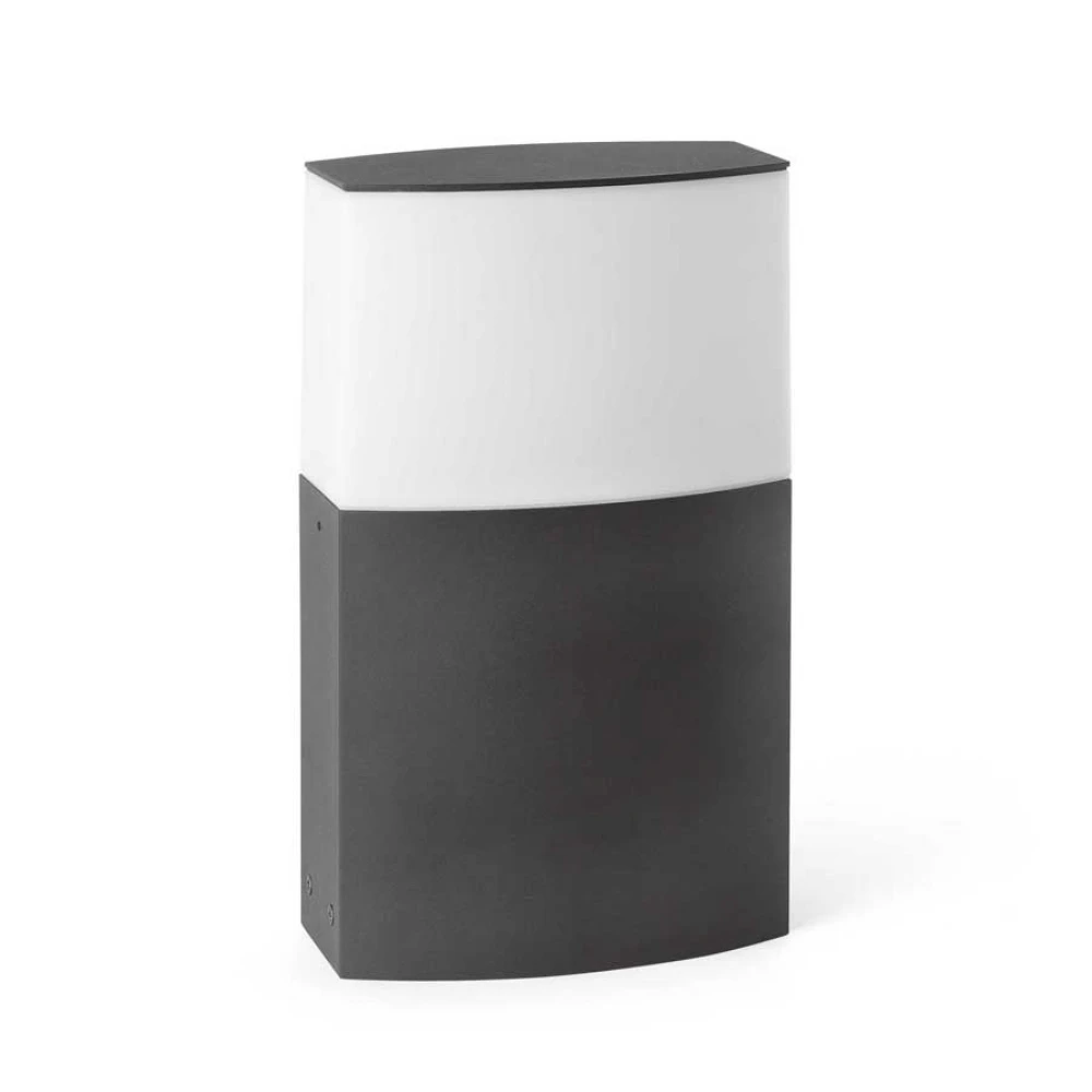 Μεταλλικό Κολωνάκι Από Αλουμίνιο Με Οπάλ Κάλυμμα IP44 Σκούρο Γκρι H300 1xE27 DATNA FARO